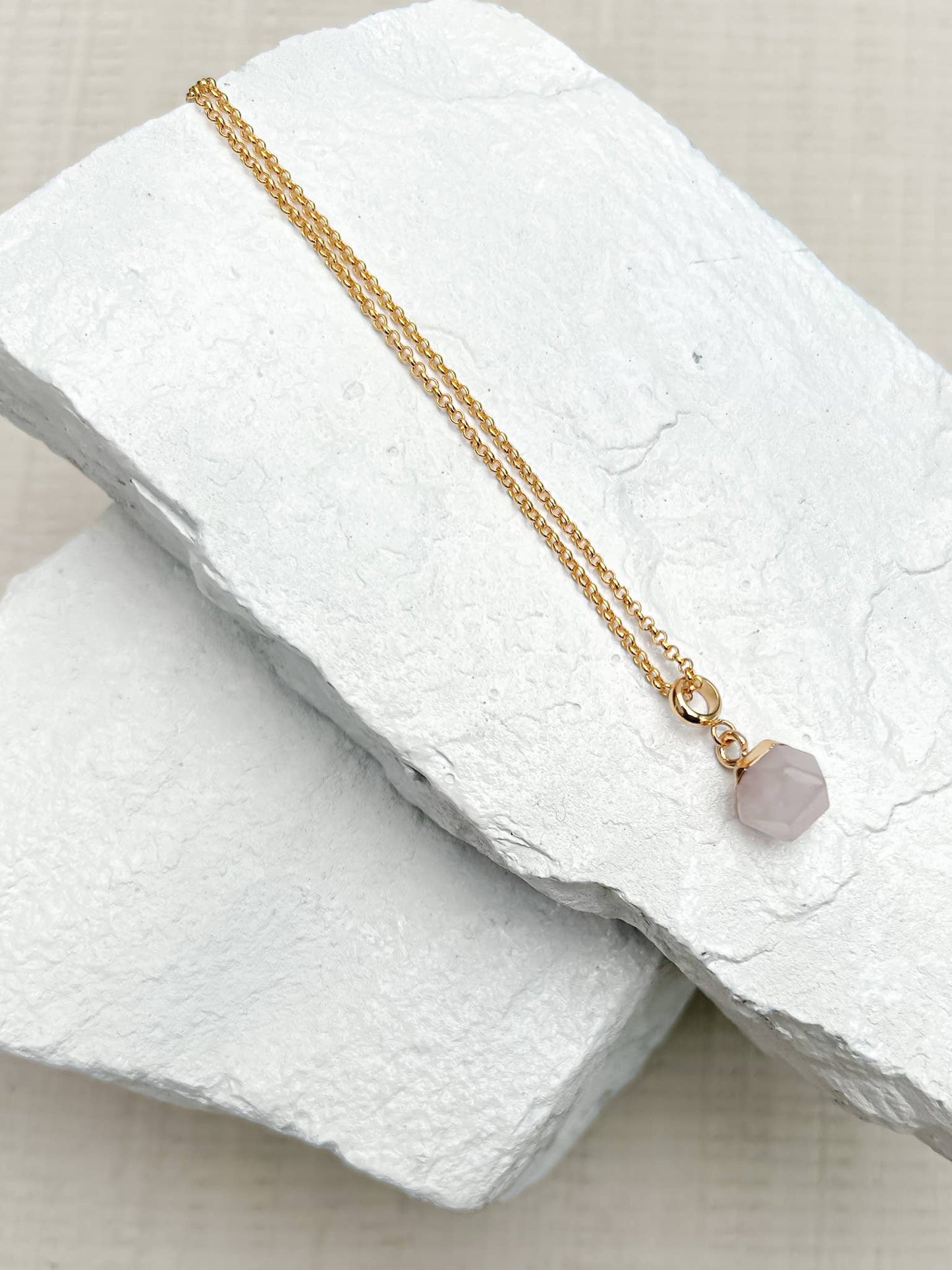 Rose Quartz Gold Plated Necklace