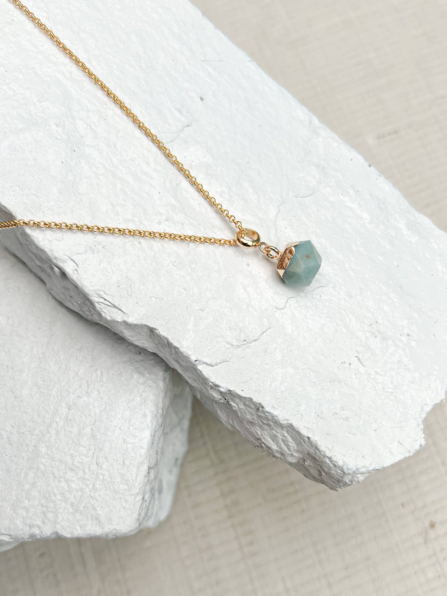 Amazonite Gold Plated Gemstone Necklace