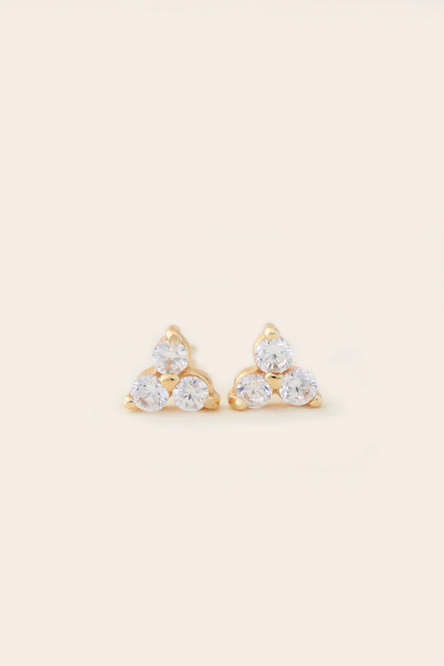 April Birthstone Stud Earrings - Gold / Crystal