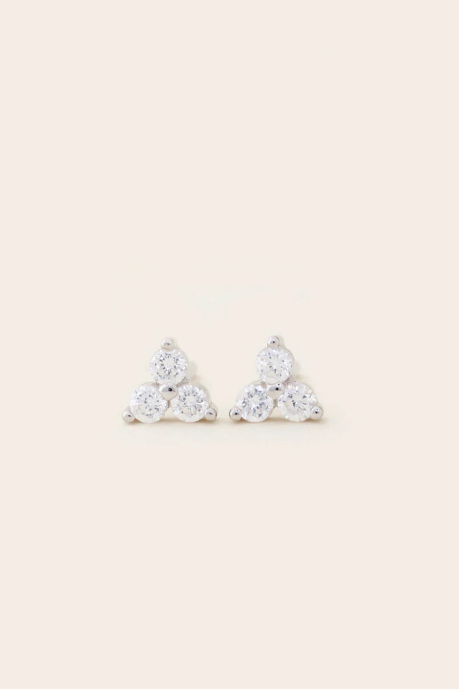 April Birthstone Stud Earrings - Silver / Crystal