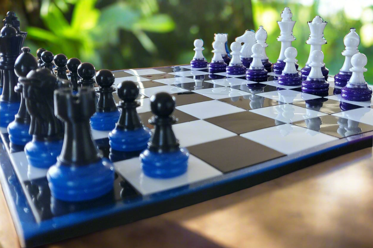 Handcrafted Resin Chessboard & Pieces