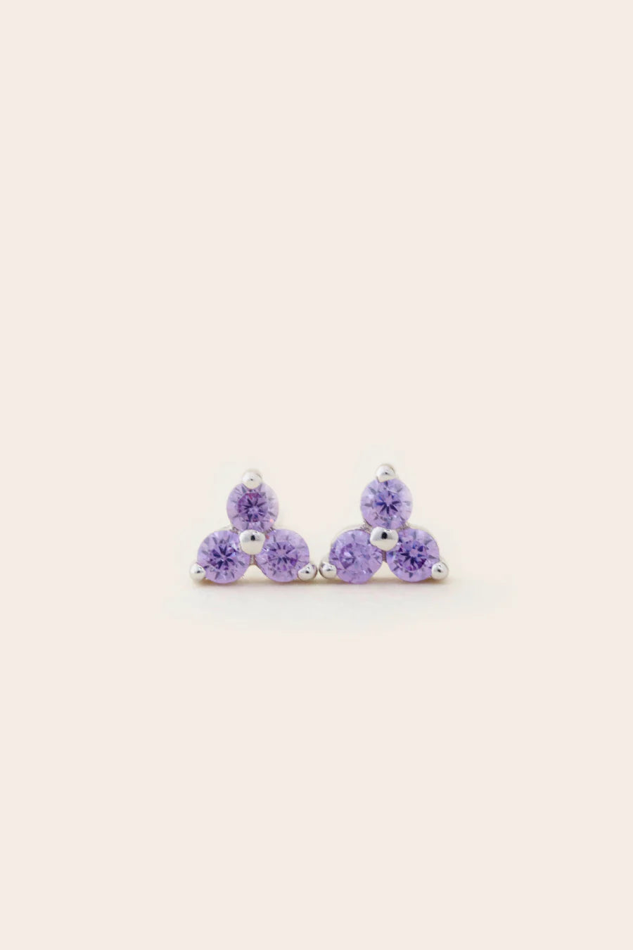 February Birthstone Stud Earrings - Silver / Amethyst