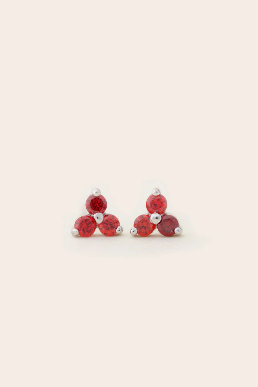 January Birthstone Stud Earrings - Silver / Garnet