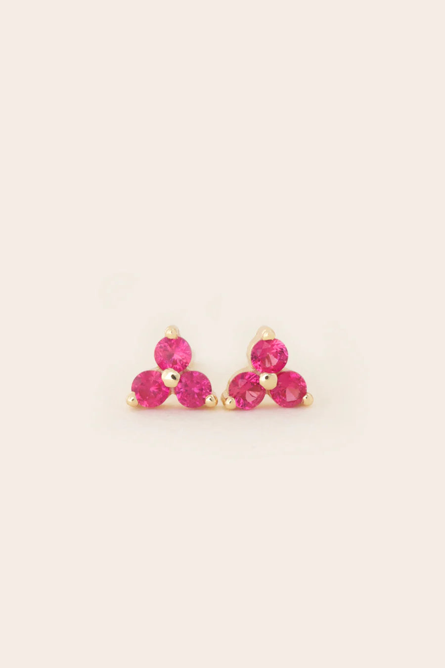 July Birthstone Stud Earrings - Gold / Ruby