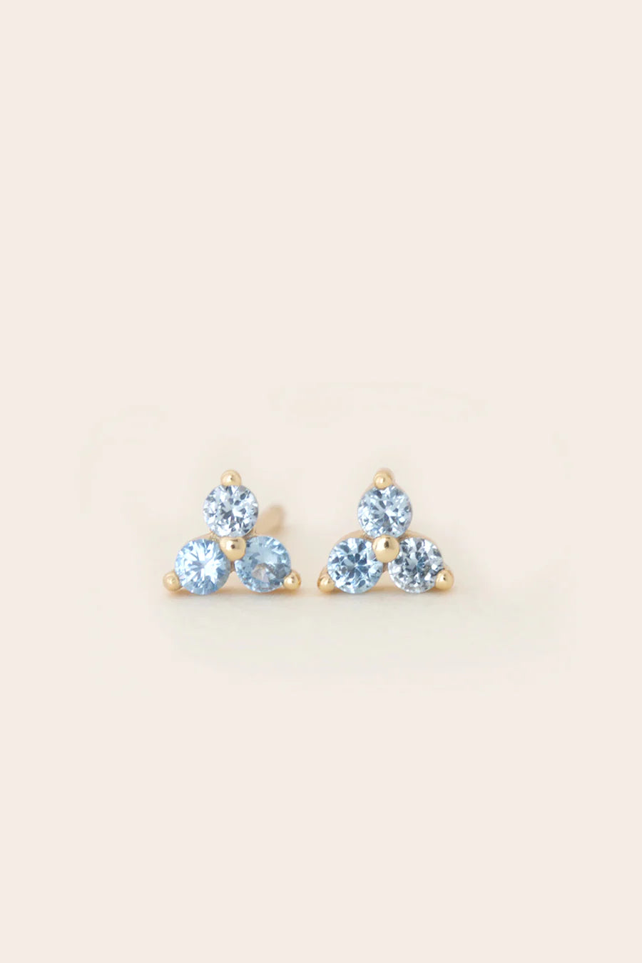 March Birthstone Stud Earrings - Gold / Aquamarine