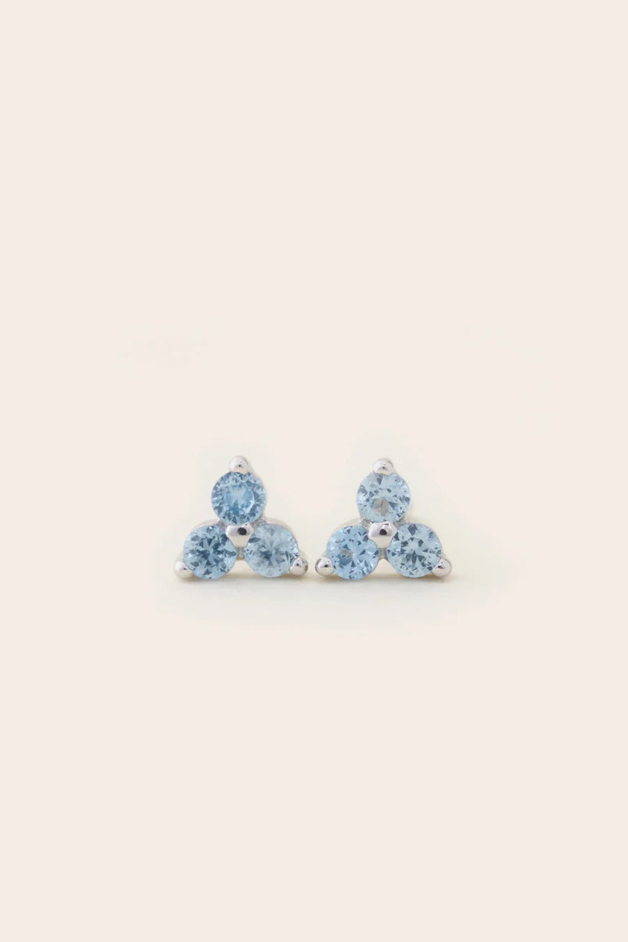 March Birthstone Stud Earrings - Silver / Aquamarine
