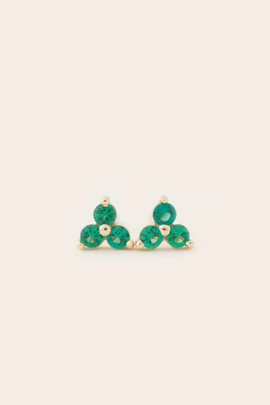 May Birthstone Stud Earrings - Gold / Emerald
