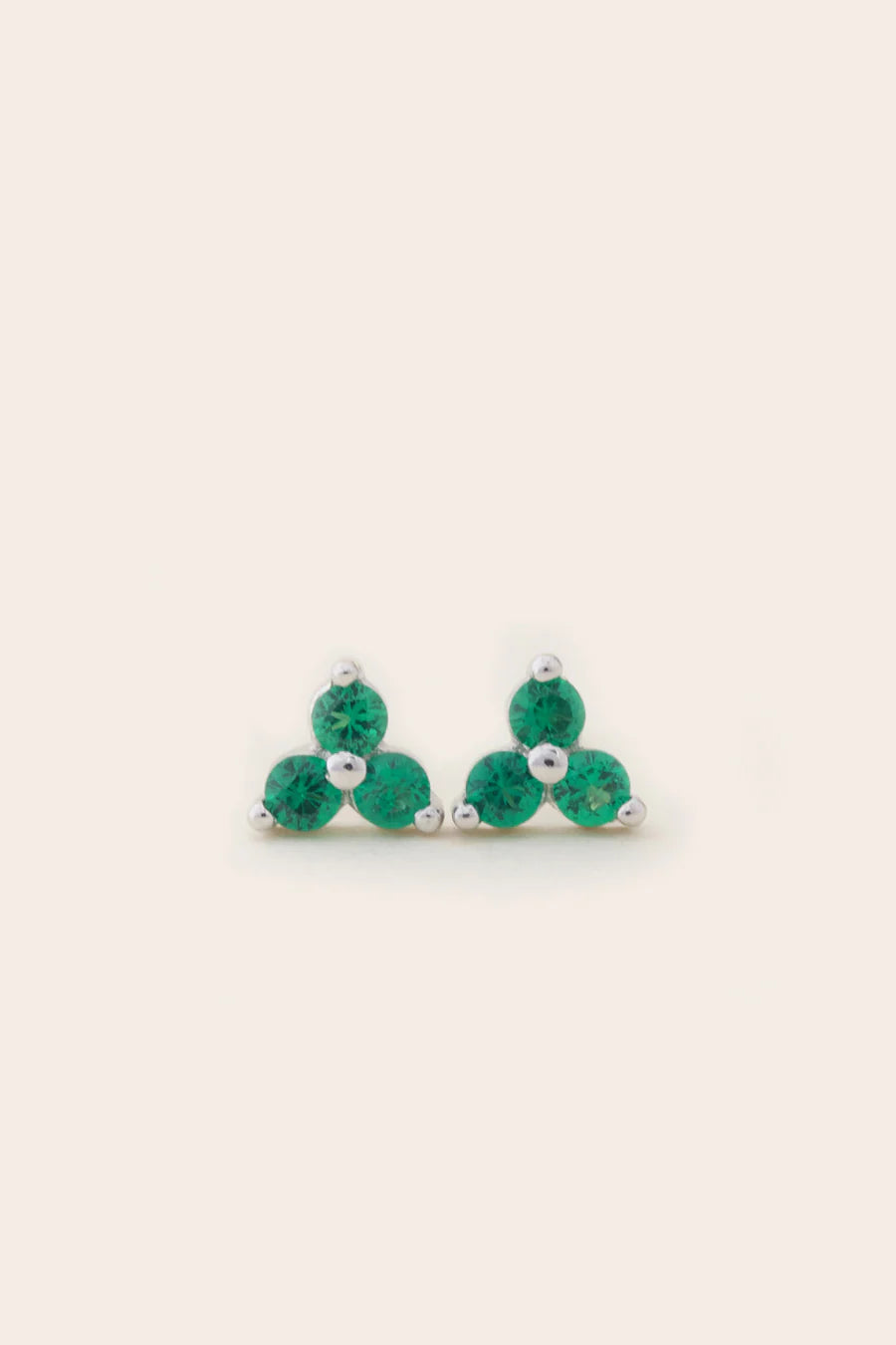 May Birthstone Stud Earrings - Silver / Emerald
