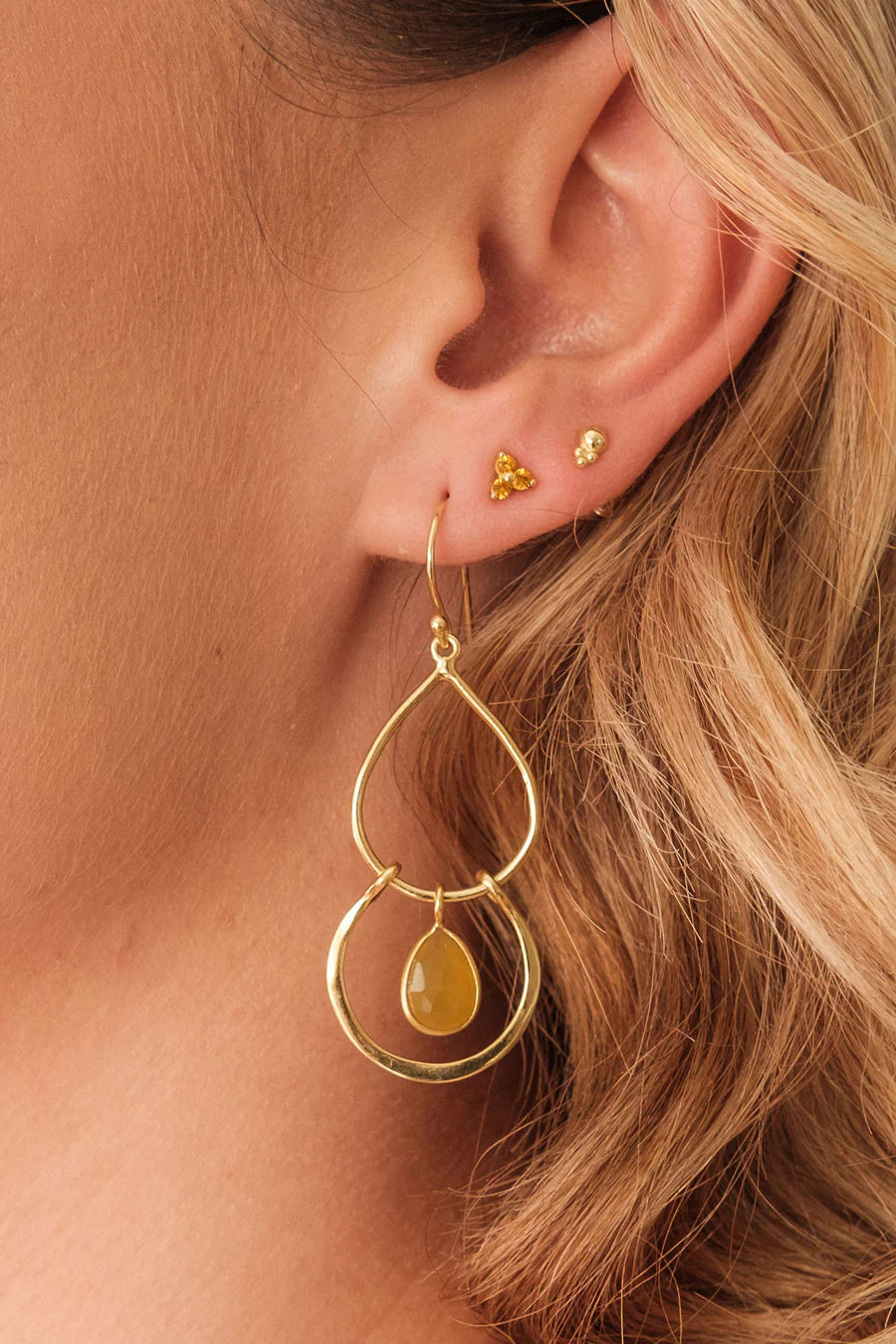 November Birthstone Stud Earrings - Silver / Citrine