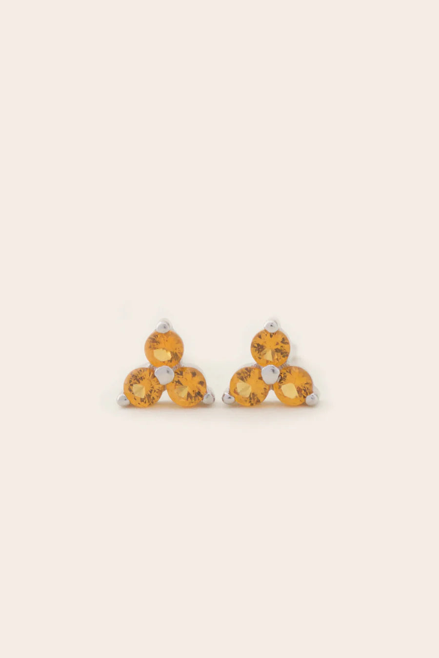 November Birthstone Stud Earrings - Silver / Citrine