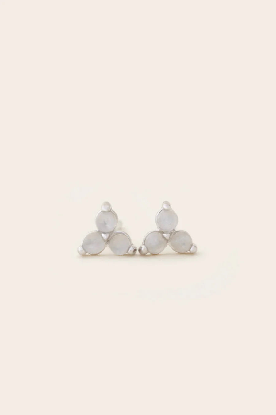 October Birthstone Stud Earrings - Silver / Opal