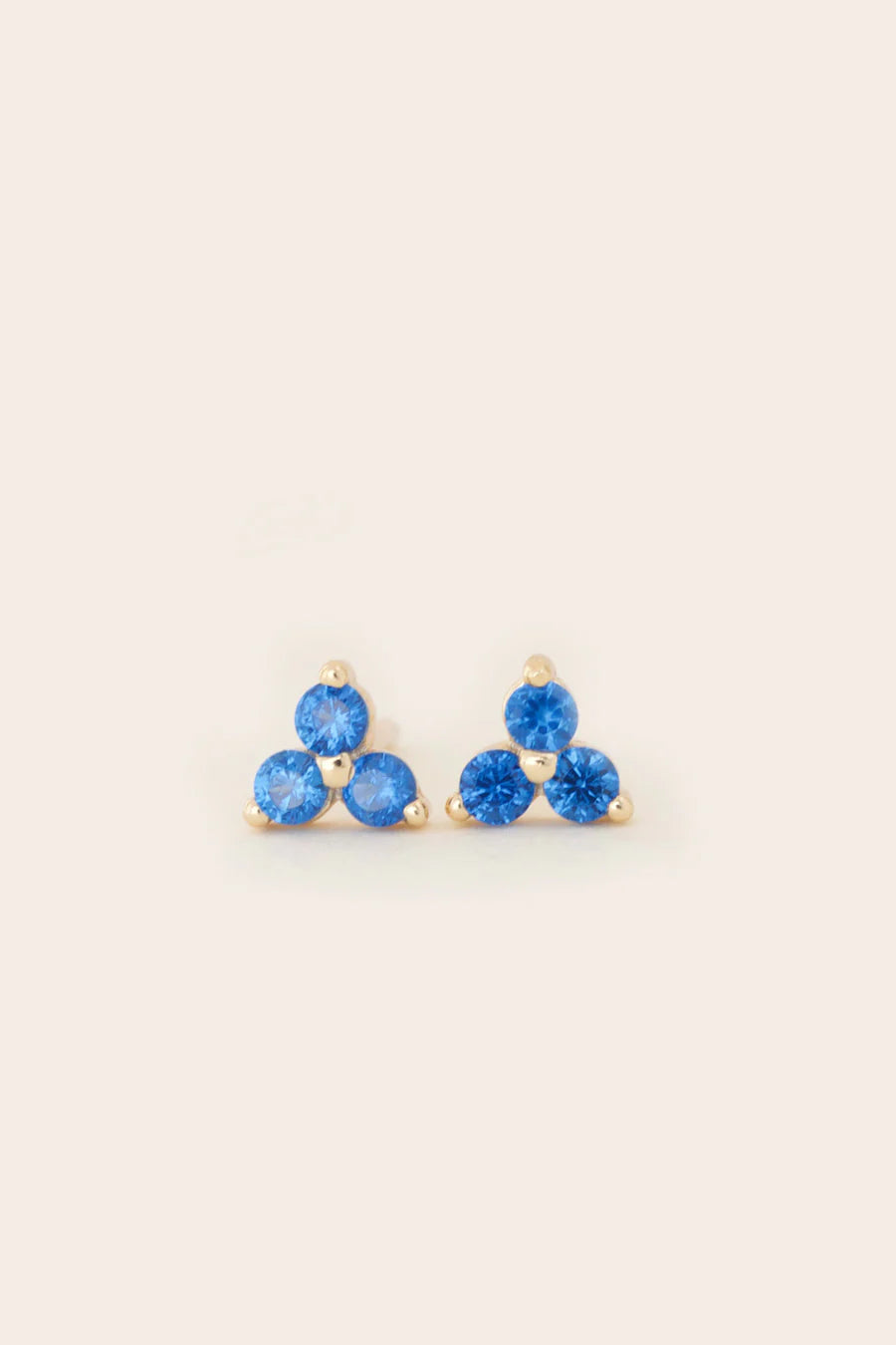 September Birthstone Stud Earrings - Gold / Sapphire