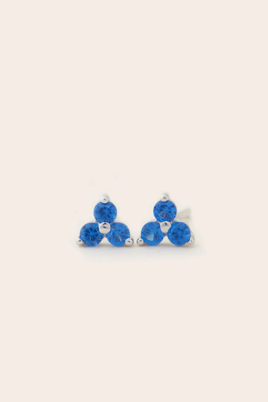 September Birthstone Stud Earrings - Silver / Sapphire