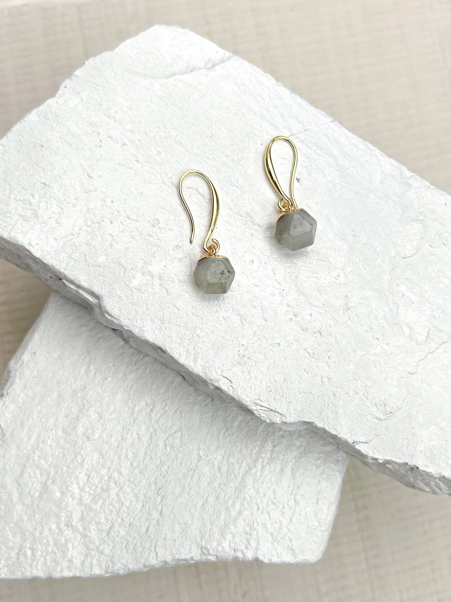 Labradorite Gold Plated Gemstone Earrings