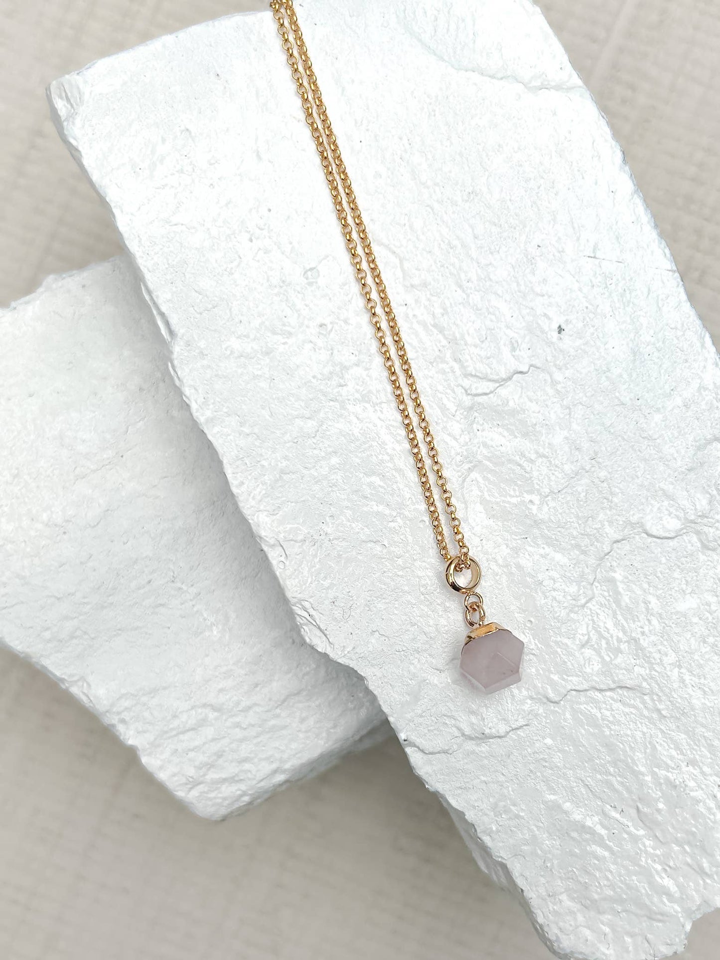 Rose Quartz Gold Plated Necklace