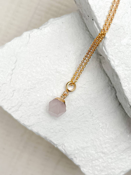 Rose Quartz Gold Plated Necklace