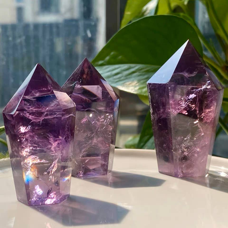 AAAA Grade Uruguay Amethyst Tower | Deep Purple Natural Crystal Generator