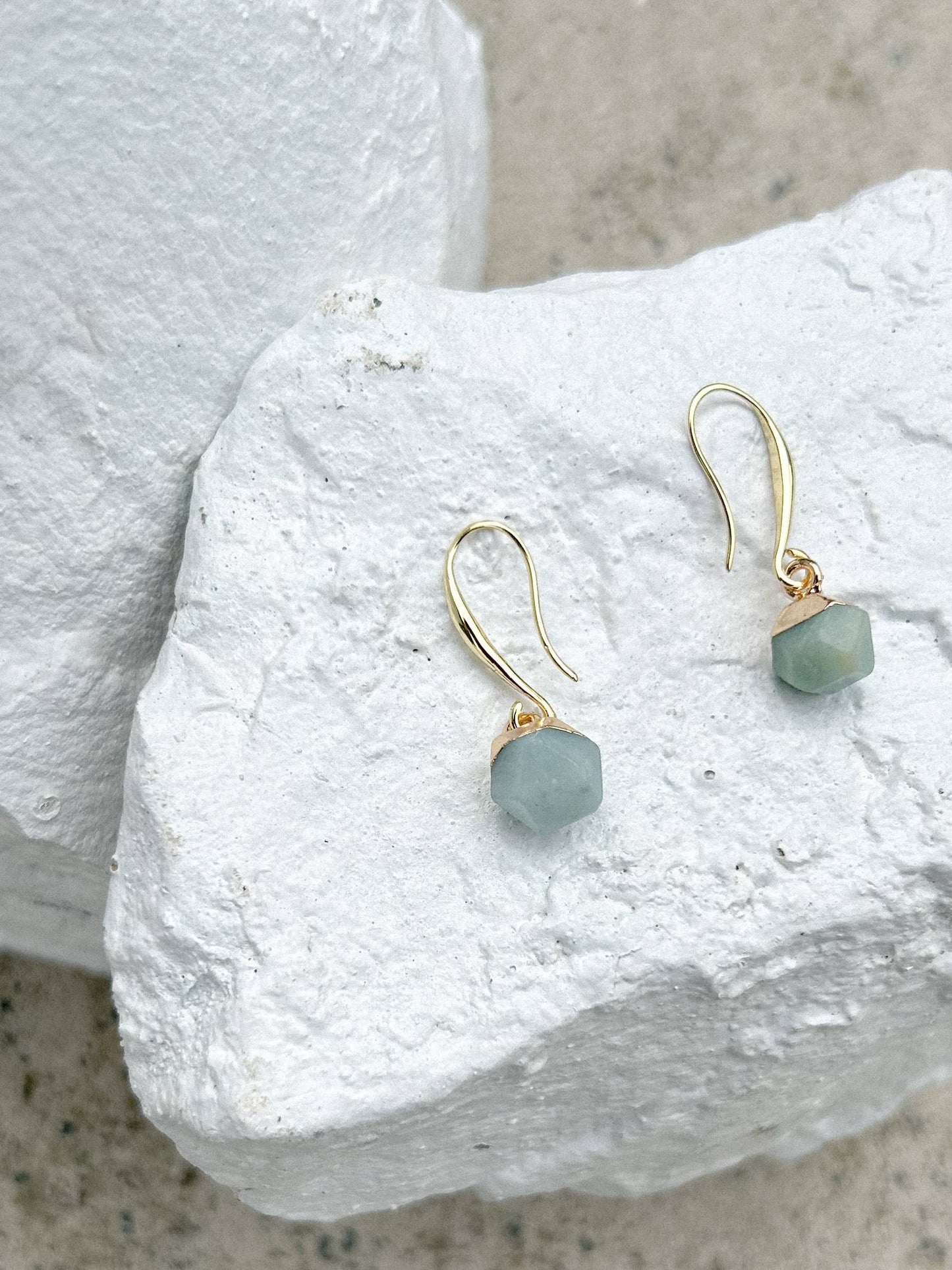 Amazonite Gold Plated Gemstone Earrings