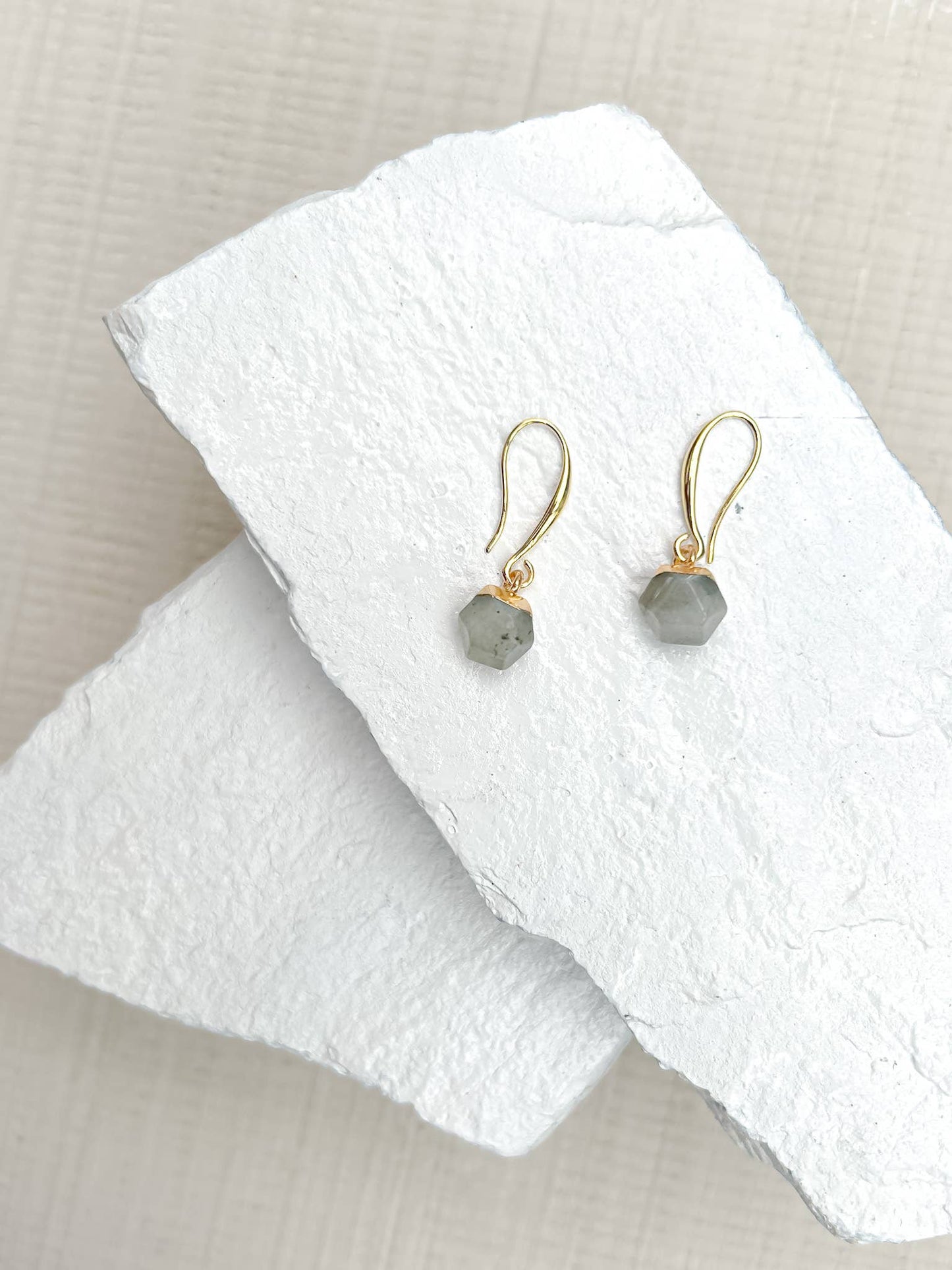 Labradorite Gold Plated Gemstone Earrings