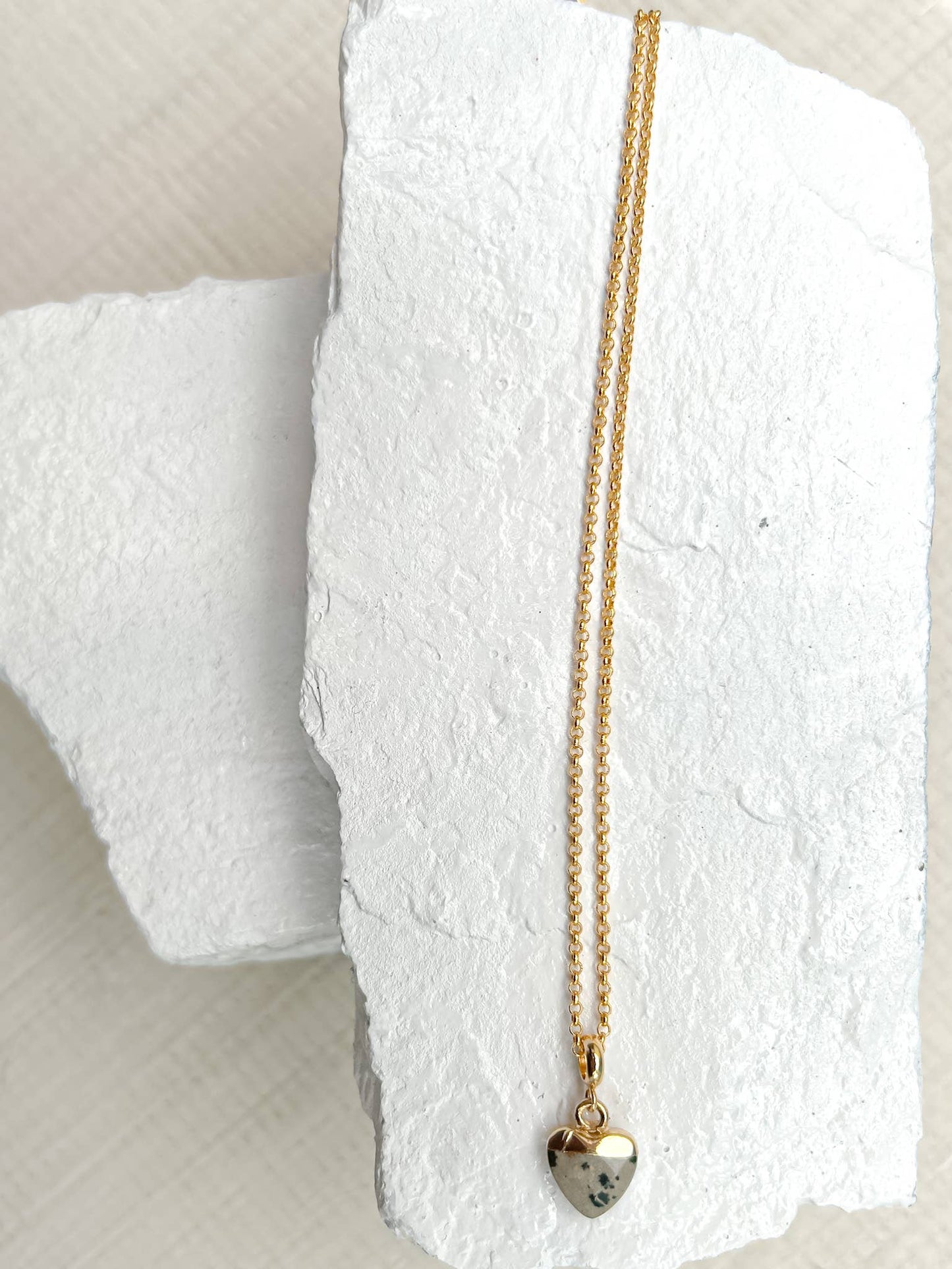 Dalmation Jasper Small Heart Gold Plated Necklace