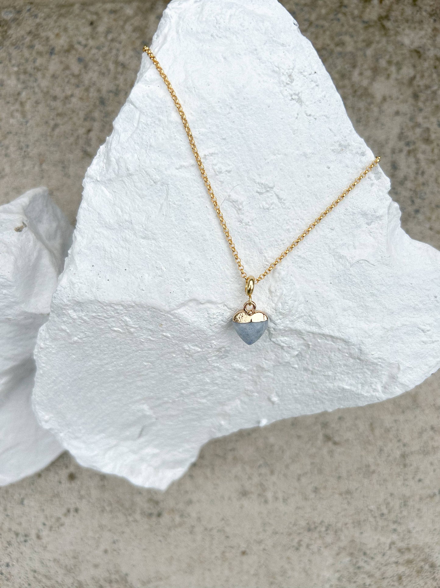 Blue Aventurine Small Heart Gold Plated Gemstone Necklace