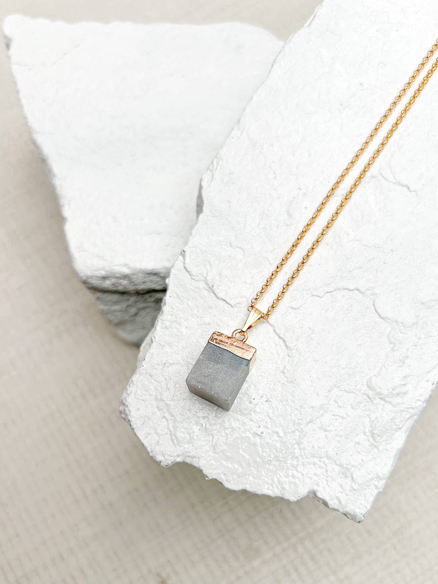 Amazonite Cube Gold Plated Gemstone Necklace