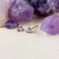 February Birthstone Stud Earrings - Gold / Amethyst