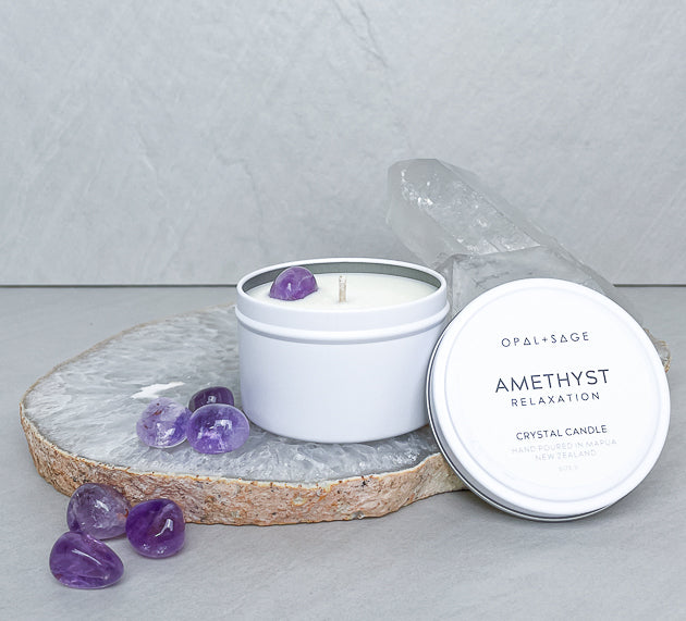 Amethyst Crystal Candle