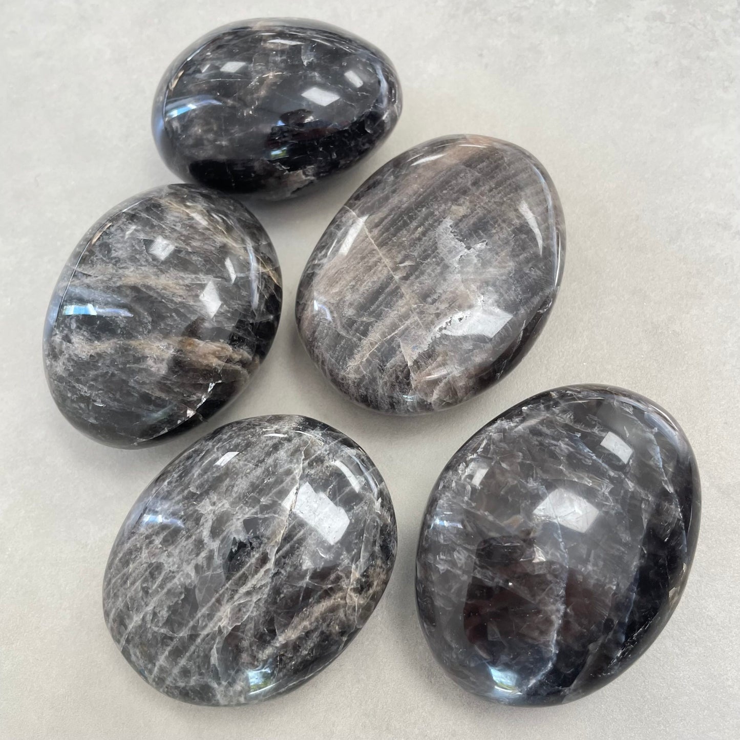 Black Moonstone Palm Stones