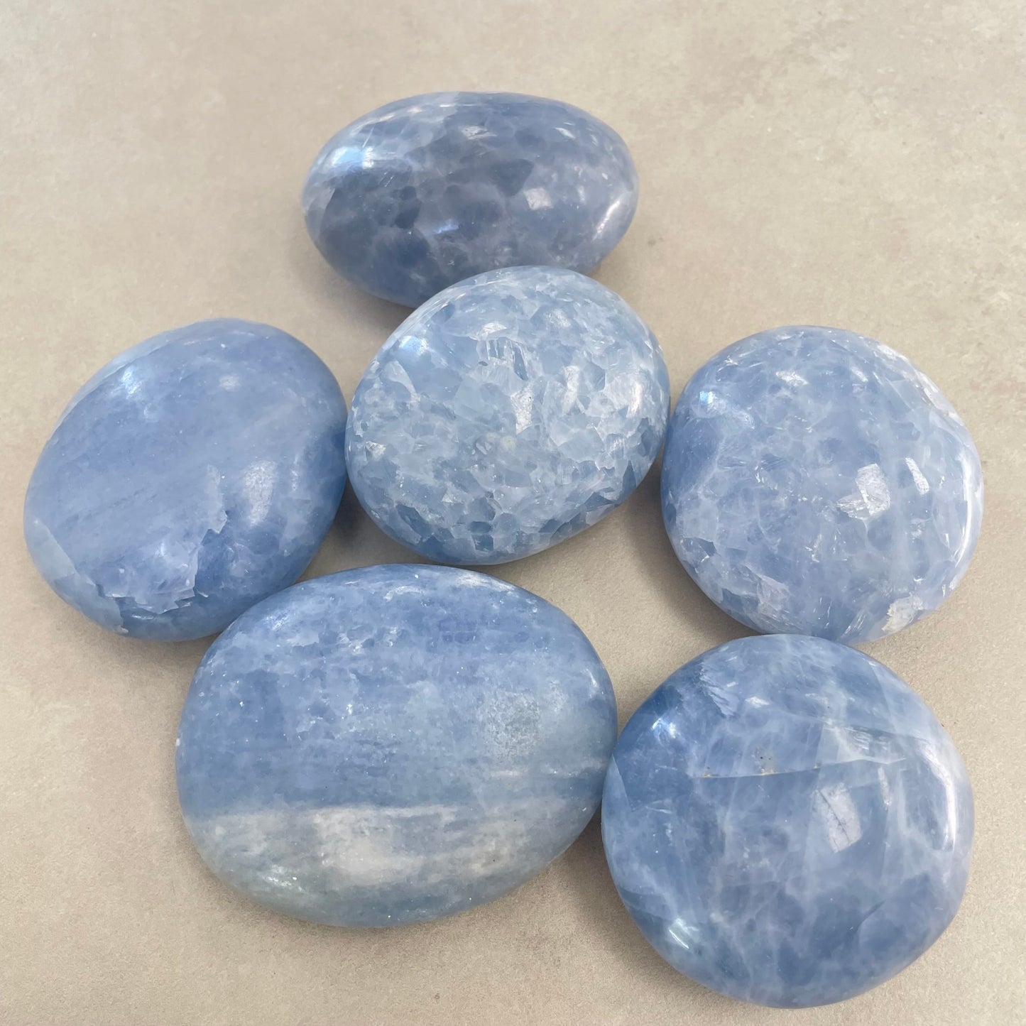 Blue Calcite Palm Stones