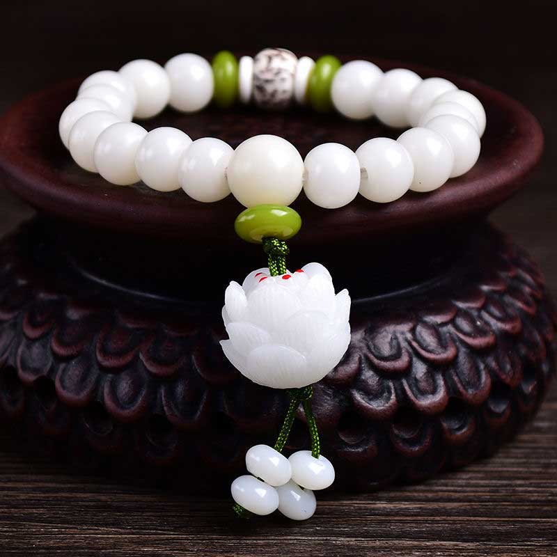 Lotus Natural White Bodhi Seed Luck Bracelet