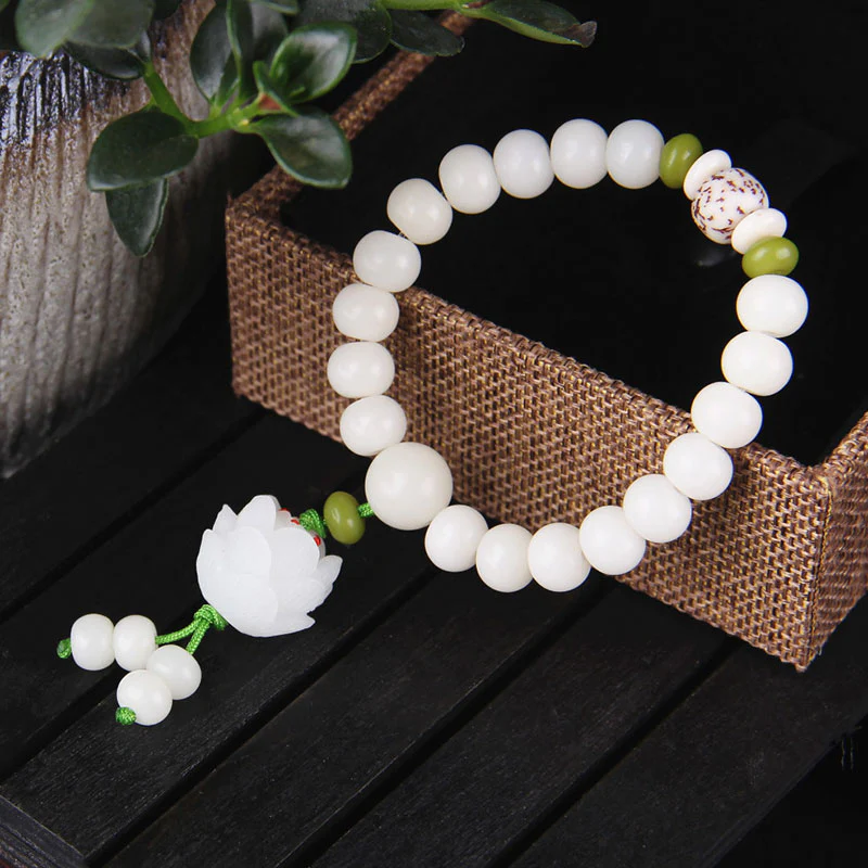 Lotus Natural White Bodhi Seed Luck Bracelet