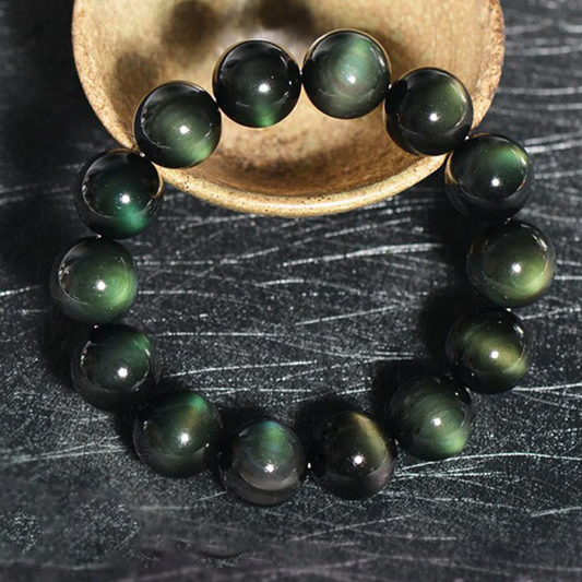 Natural Green Eye Obsidian Wealth Bracelet