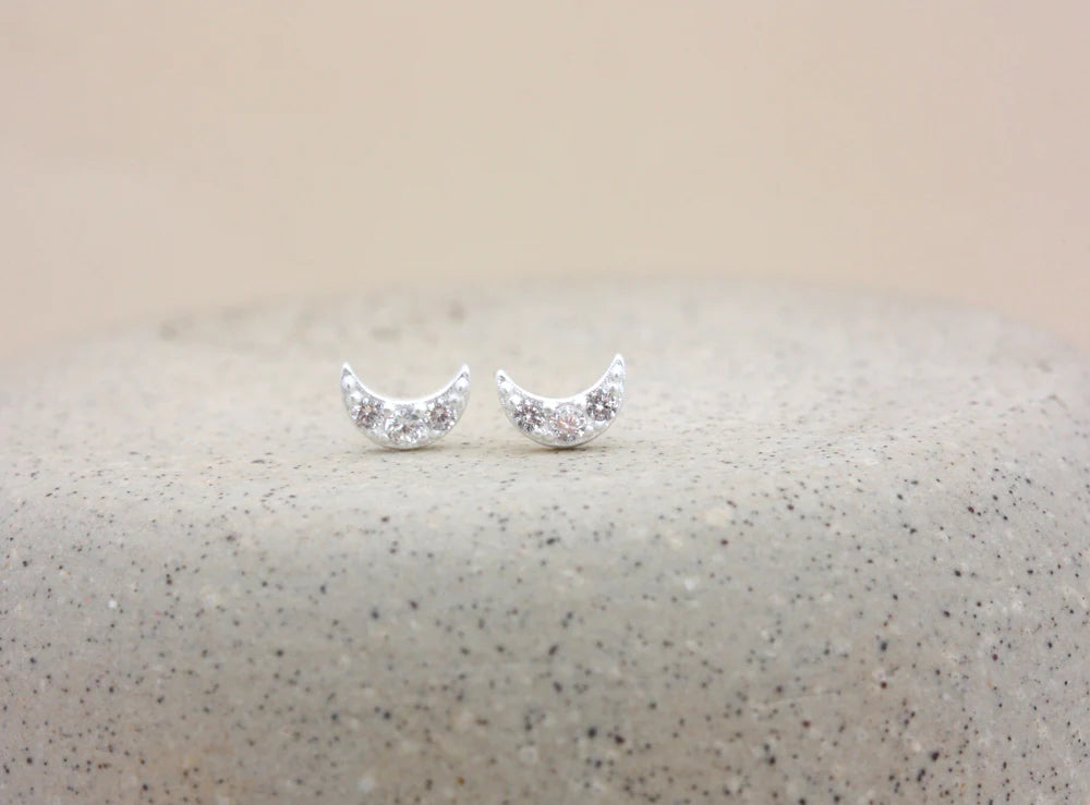 To The Moon & Back Stud Earrings - Silver