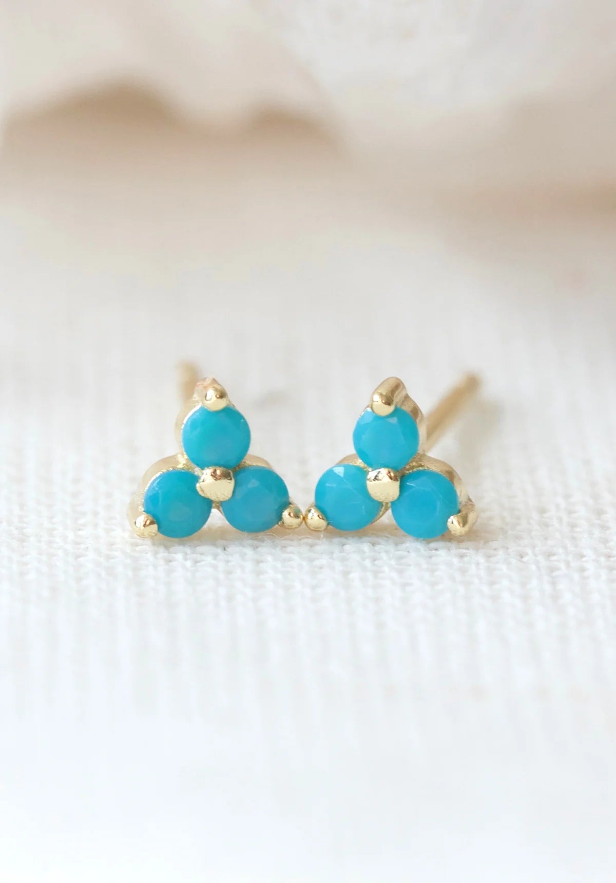 December Birthstone Stud Earrings - Gold / Turquoise