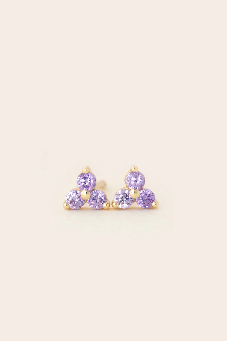 February Birthstone Stud Earrings - Gold / Amethyst