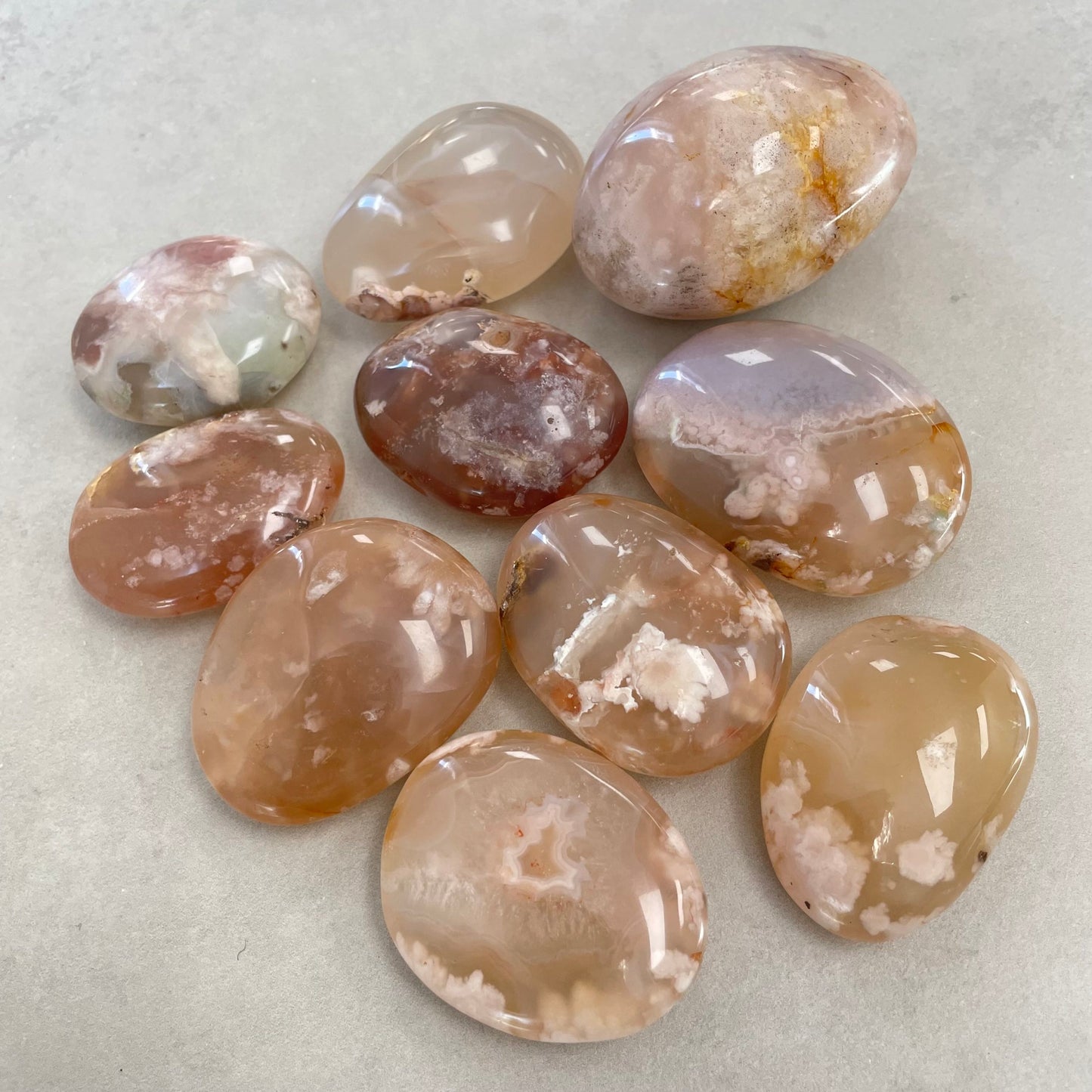 Flower Agate Palm Stones