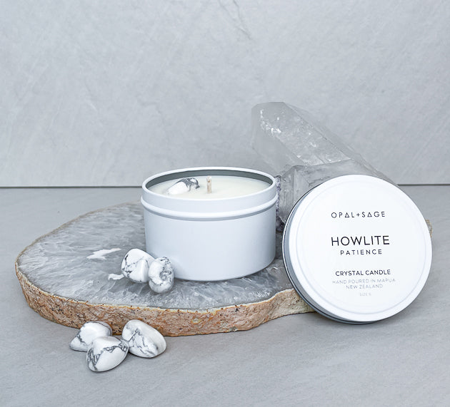 Howlite Crystal Candle