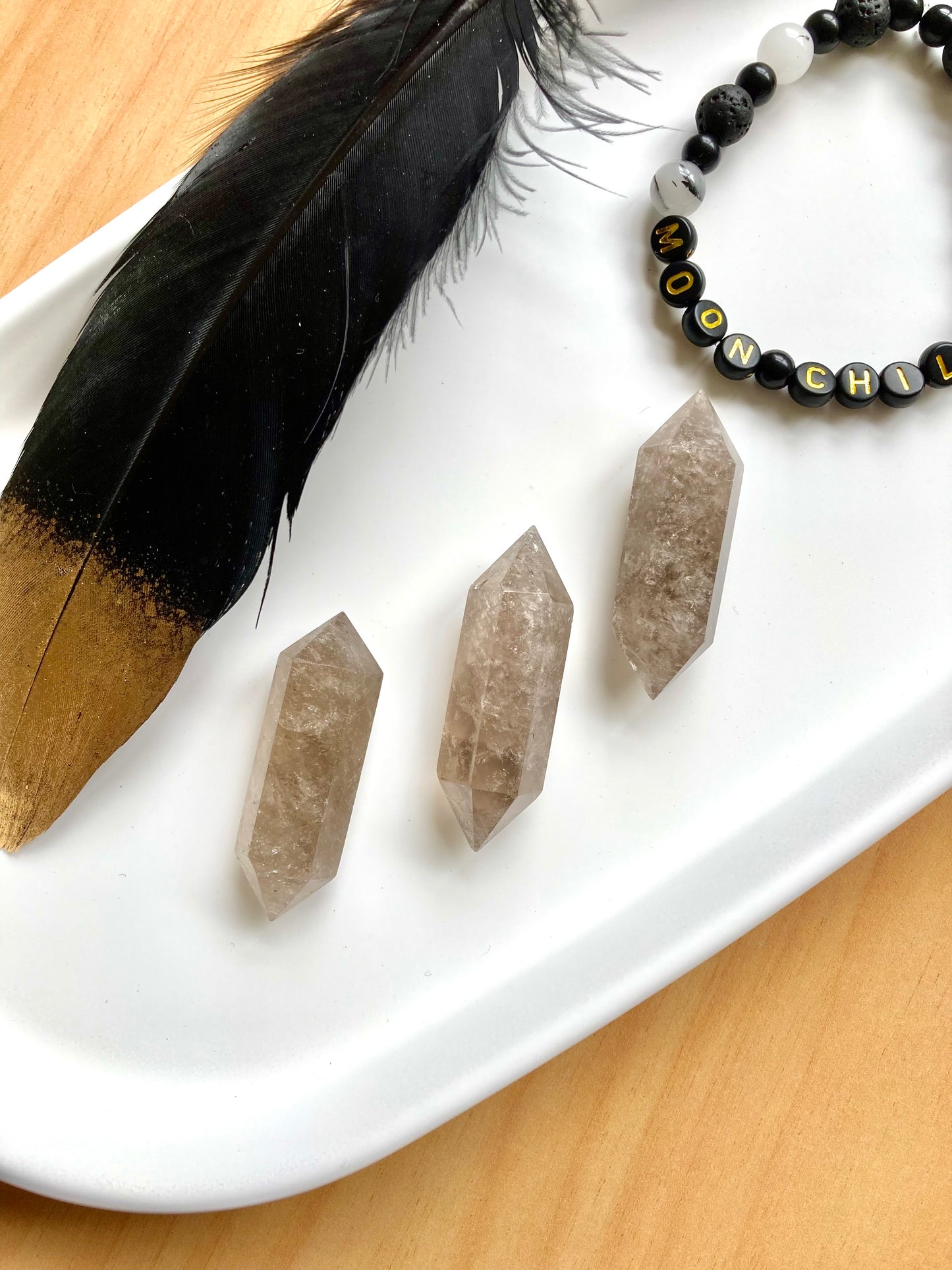 Double Terminated Point Smokey Quartz Crystal
