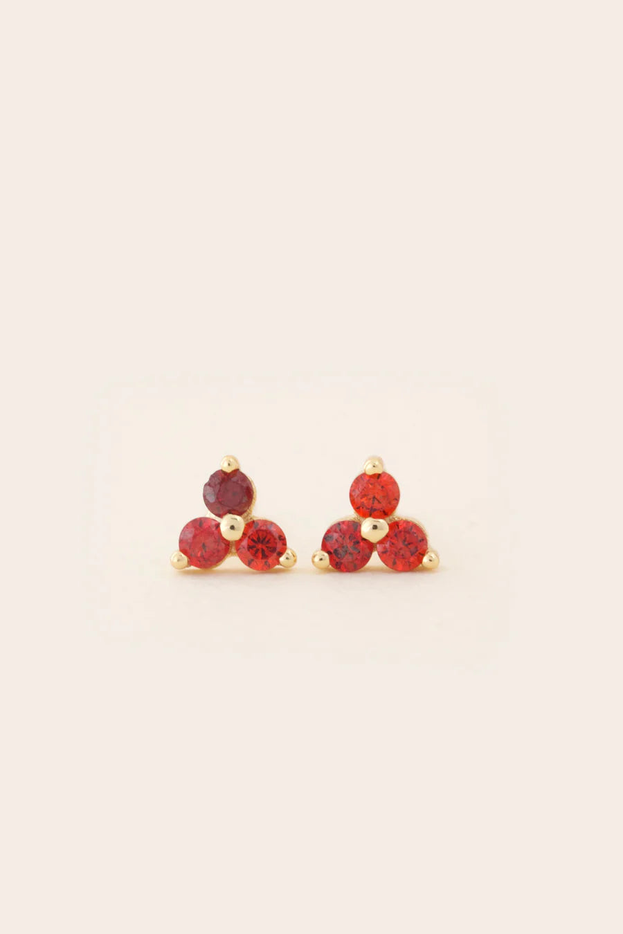 January Birthstone Stud Earrings - Gold / Garnet