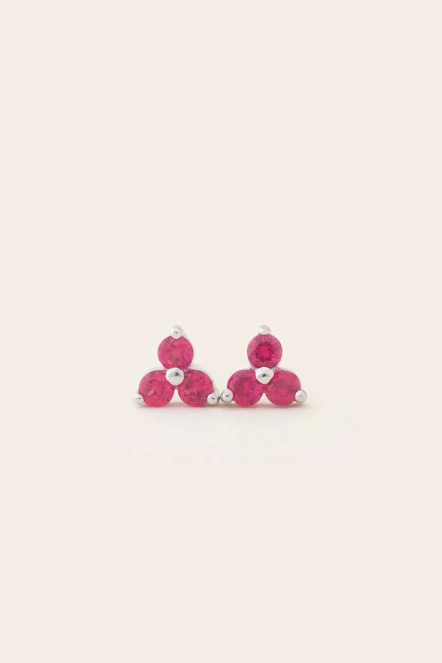 July Birthstone Stud Earrings - Silver / Ruby