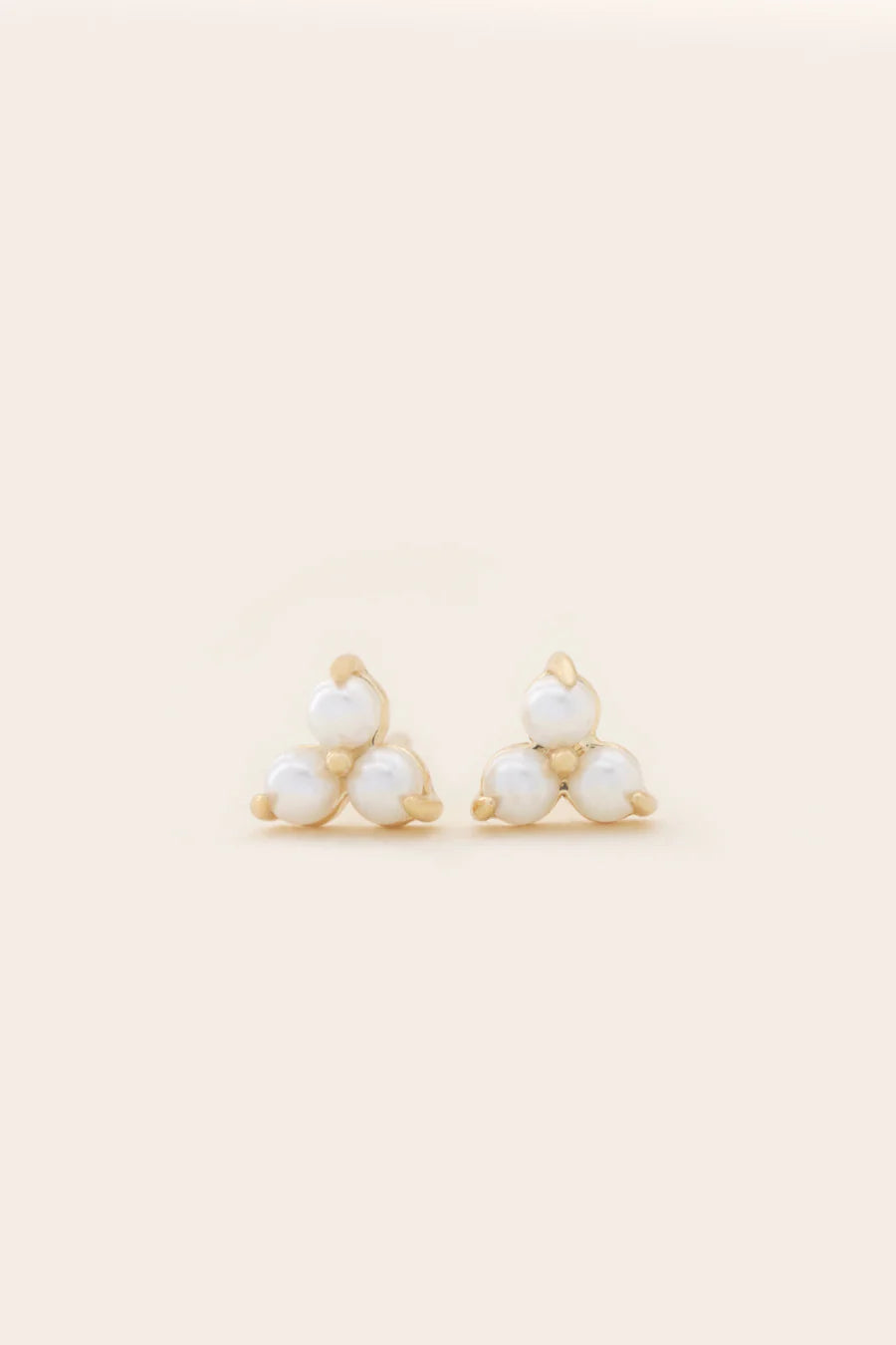 June Birthstone Stud Earrings - Gold / Pearl