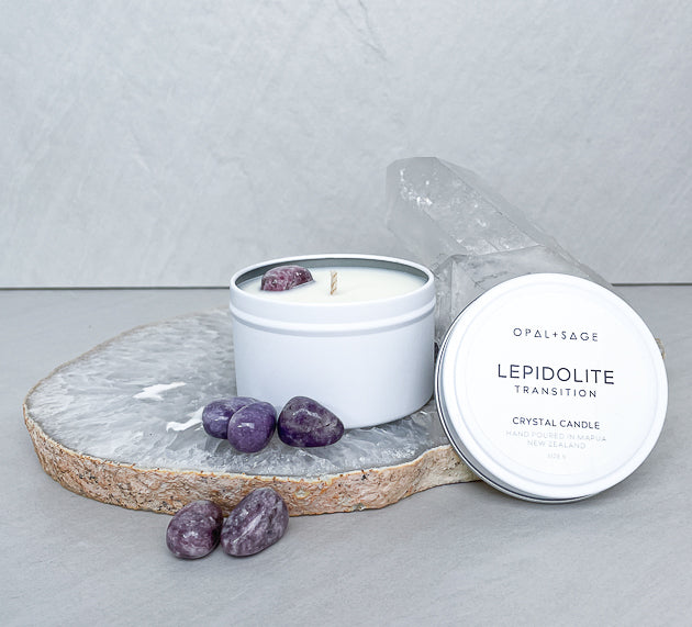 Lepidolite Crystal Candle