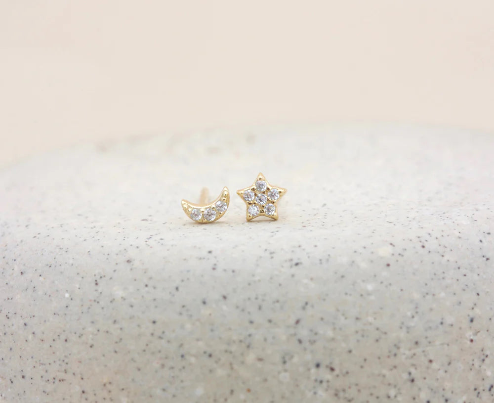 Night Sky Stud Earrings - Gold