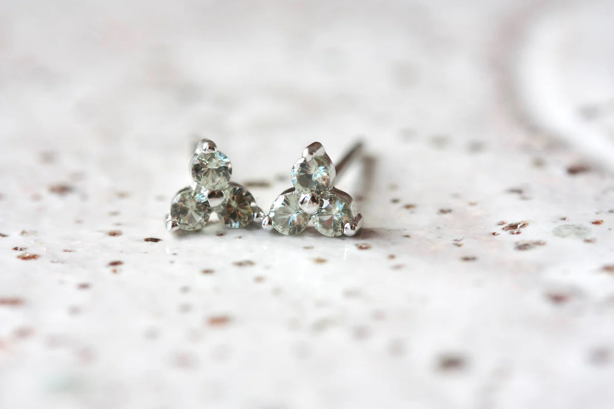 August Birthstone Stud Earrings - Silver / Peridot