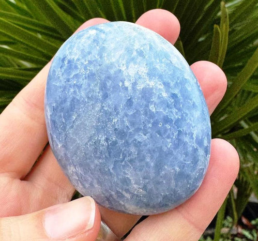 Blue Calcite Palm Stones - Large