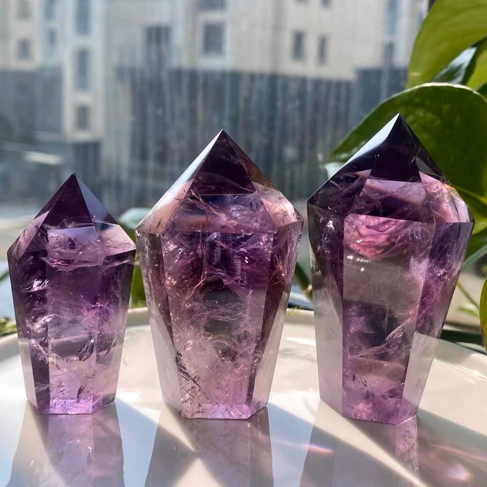 AAAA Grade Uruguay Amethyst Tower | Deep Purple Natural Crystal Generator