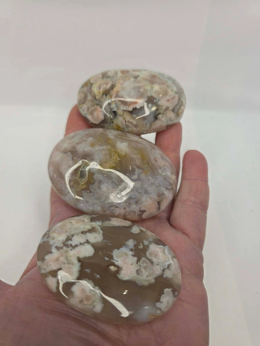 Flower Agate Palm Stones - Large