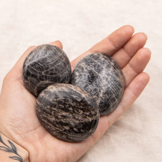Black Moonstone Palm Stones - Large