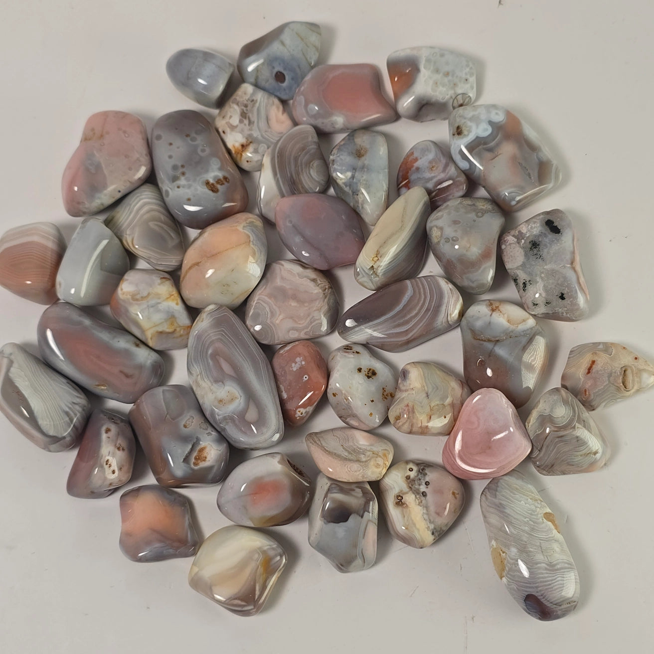 Pink Agate Tumbled Stones - Medium